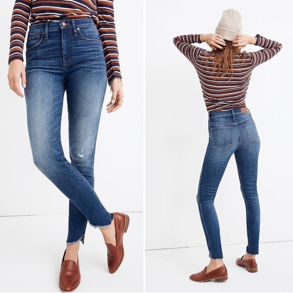 Madewell 10" High-Rise Skinny Jeans: Cutout Tulip Hem Edition Jeans 23 - Picture 1 of 10